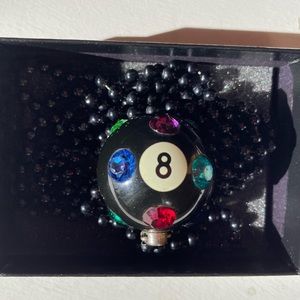 Billiard Multi-Jeweled Necklace on a Beaded Black 25” Non-Detachable String